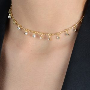 Chocker  Glow With Me Dourada Pontos de Luz com Extensor